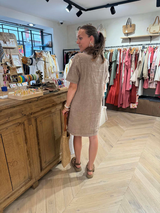 Robe en jean droite - Taupe