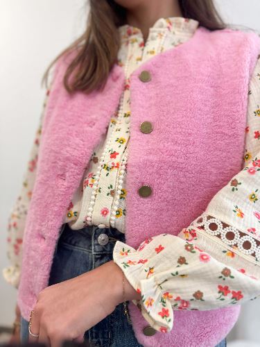 Veste bouclette rose