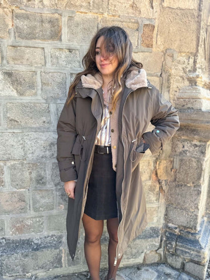 Manteau long fourré - Chocolat
