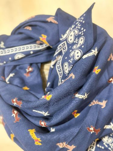 Foulard indien - Teckel marine