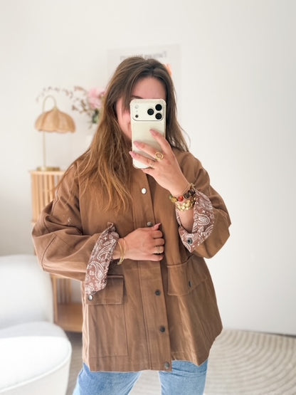 Veste camel col velours