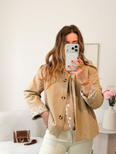 Trench col victorien beige