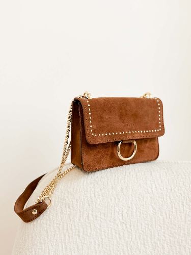 Sac en daim clouté - Marron