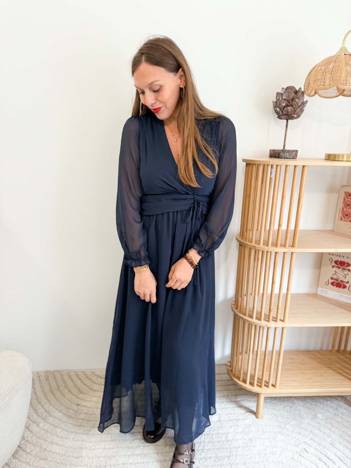 Robe fluide longue - Marine