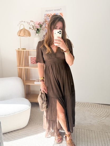 Robe longue Isaure - Chocolat