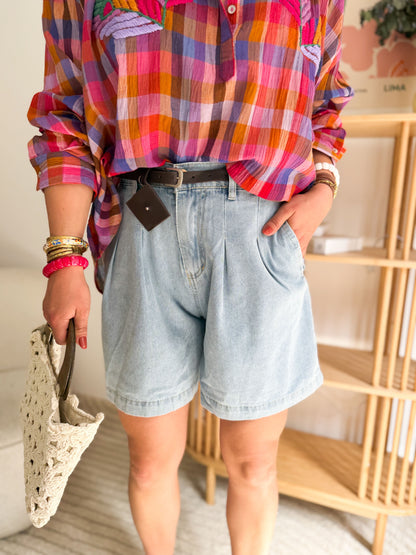 Short en jean à pinces