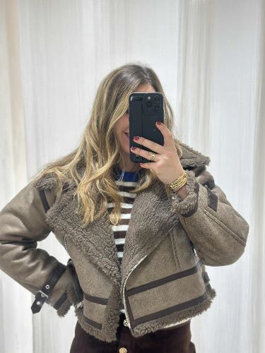 Blouson aviateur taupe