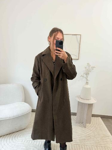 Manteau lainage long marron