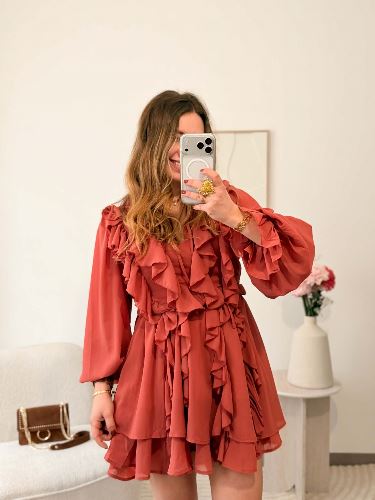 Robe à volants - Vieux rose