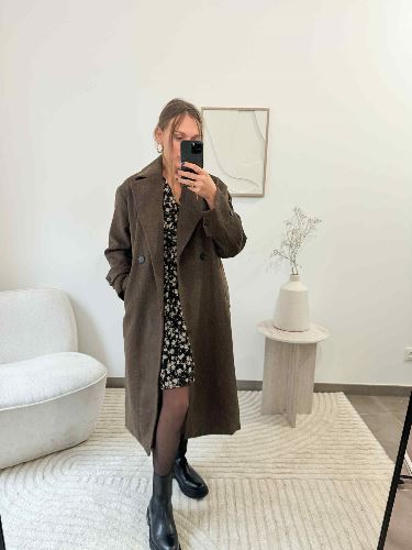 Manteau lainage long marron