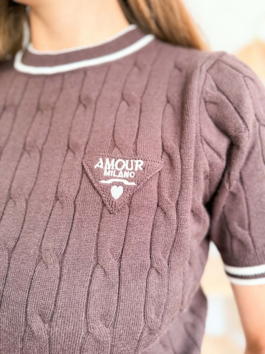 Polo maille Amour - Marron