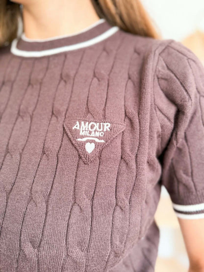 Polo maille Amour - Marron