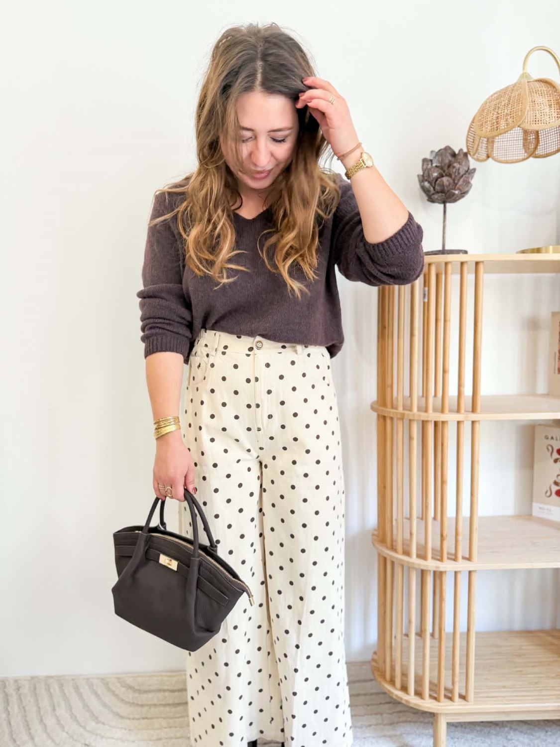 Pantalon à pois poches coeurs