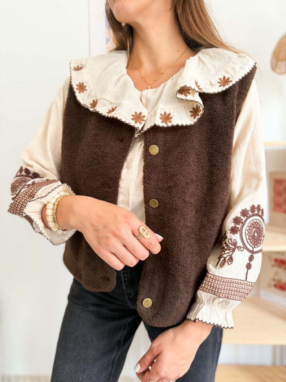 Gilet bouclette - Marron