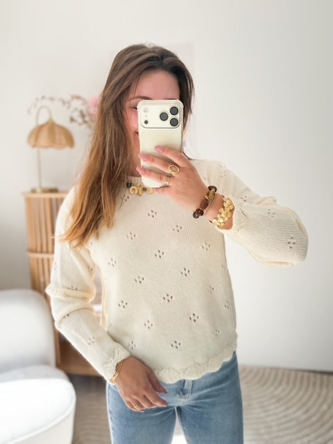 Pull écru bohème