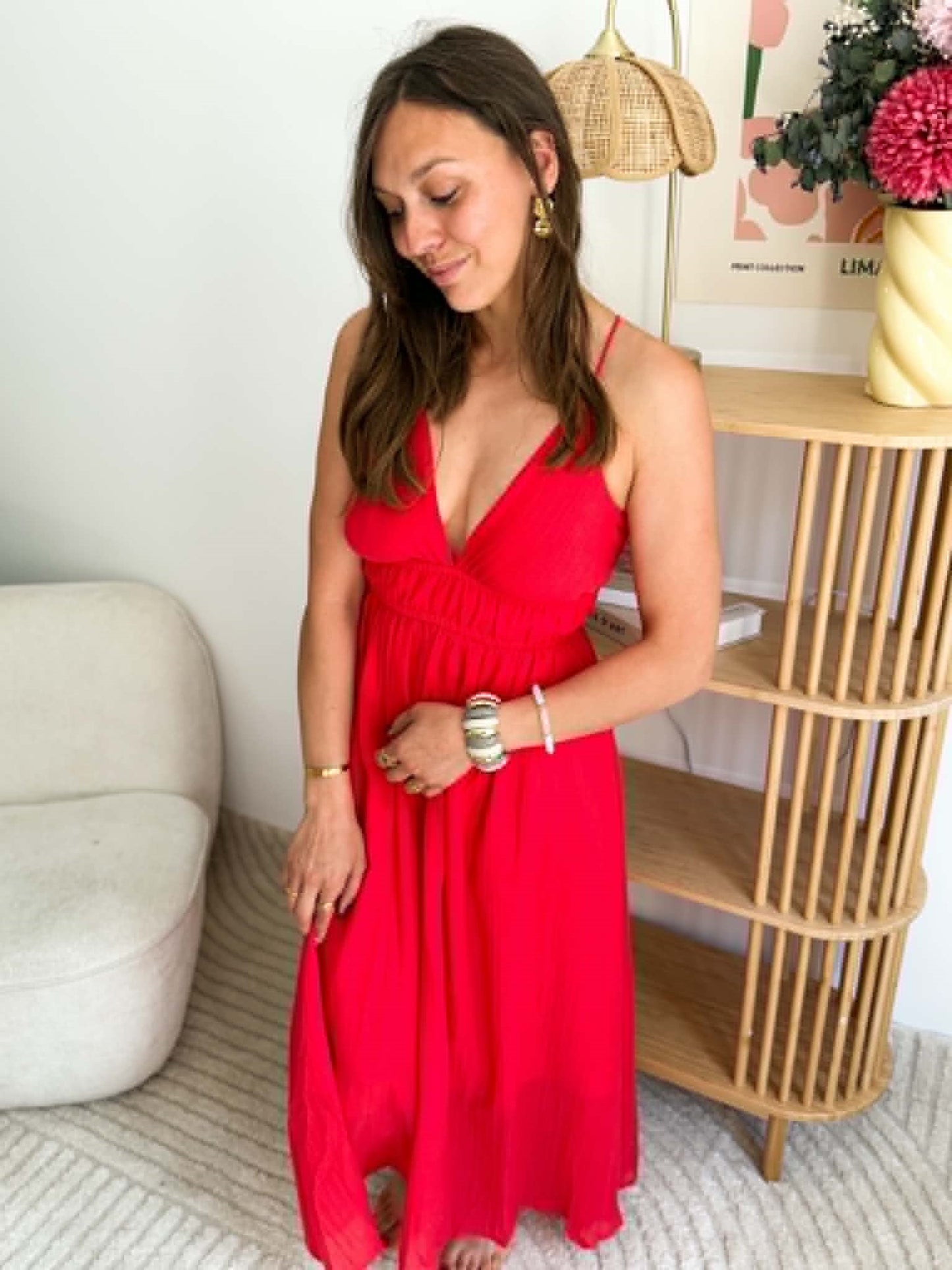 Robe corail fines bretelles