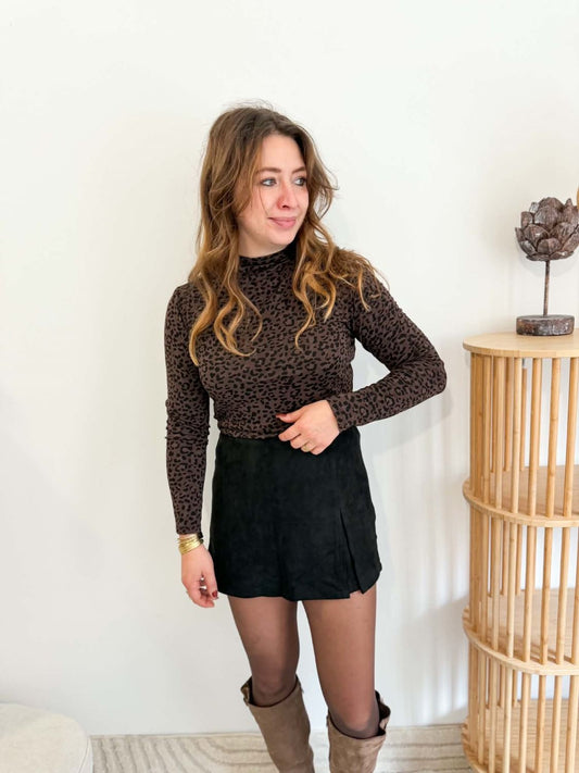 Jupe short suedine - Noir
