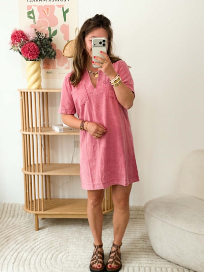 Robe en jean droite - Rose