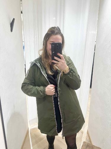 Imperméable reversible mi long kaki