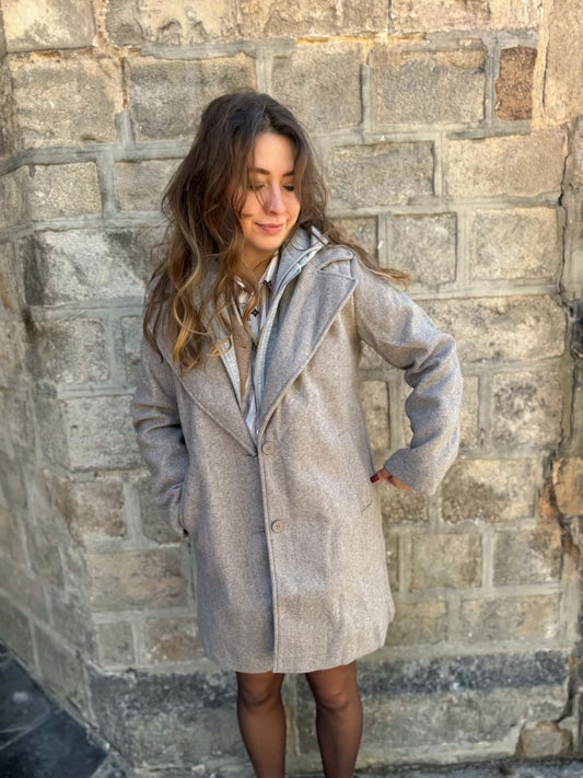 Manteau capuche amovible - Taupe
