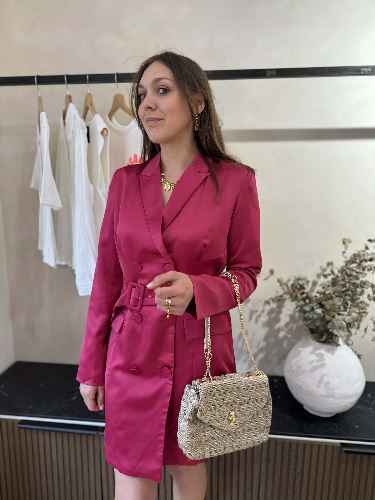 Robe blazer satinée - Fushia