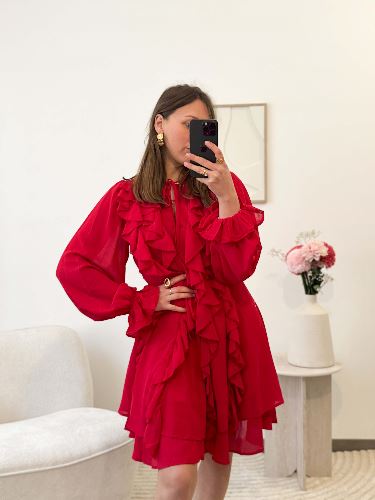 Robe à volants - Rouge