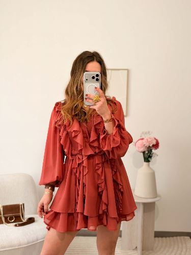 Robe à volants - Vieux rose