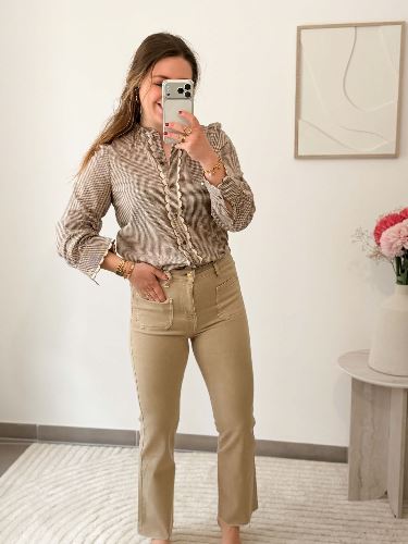 Pantalon flare crop - Beige