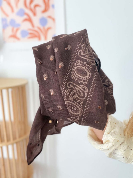 Foulard marron imprimé