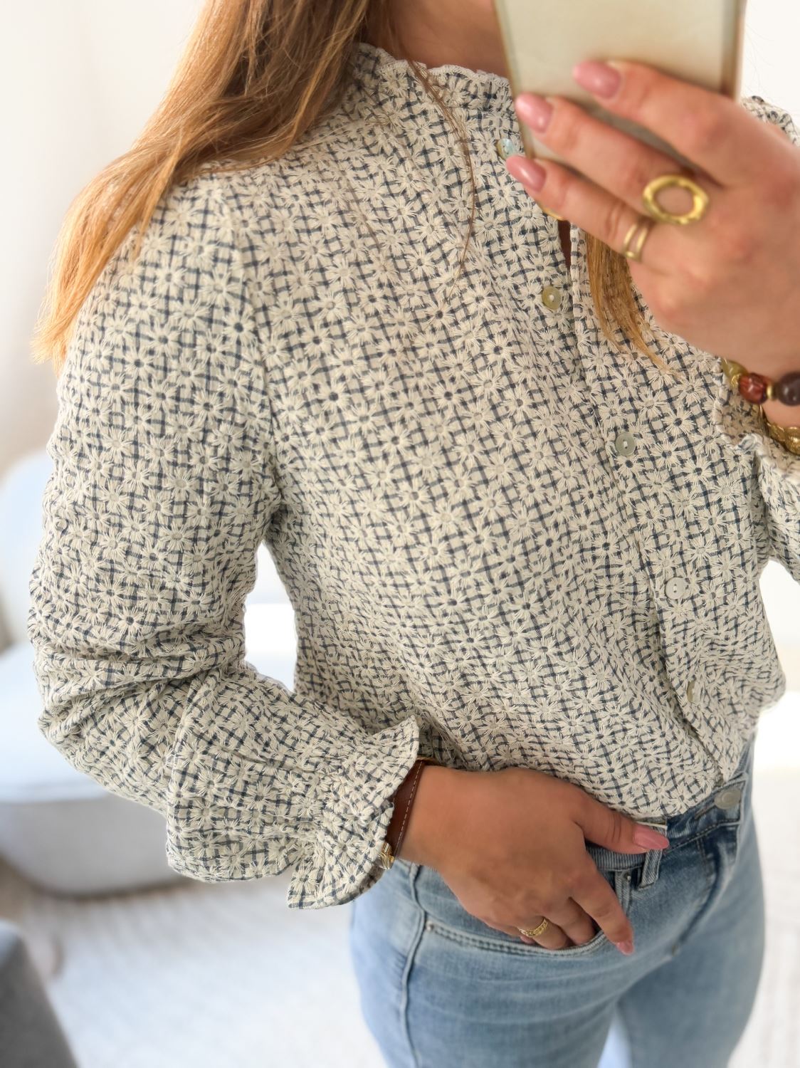 Chemisier broderie marine