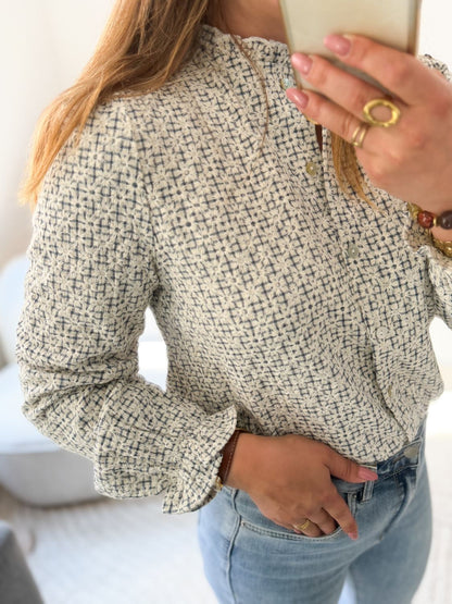 Chemisier broderie marine