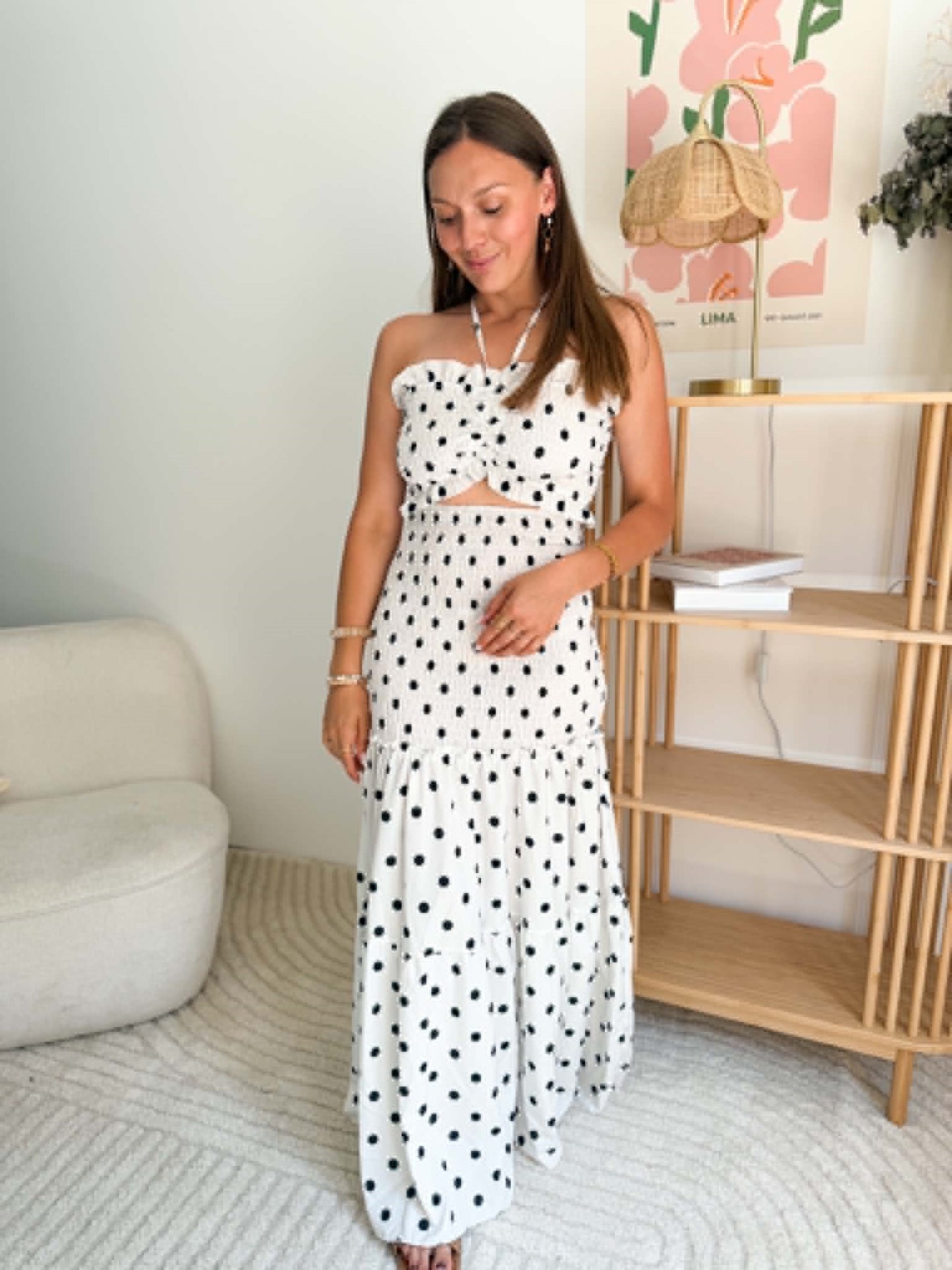 Robe longue à pois