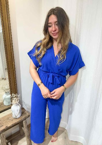 Combinaison pantalon fluide bleu roi