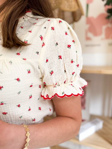 Blouse fleurie gaz de coton