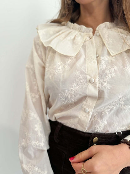Chemise col claudine - Ecru