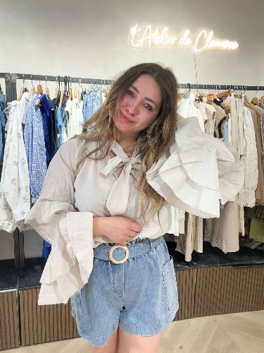 Blouse Nova beige à nouer