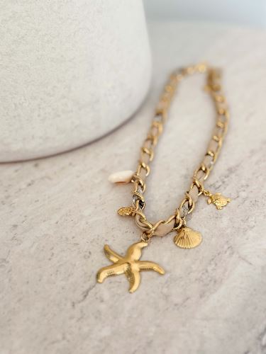 Collier breloque et ruban étoile de mer