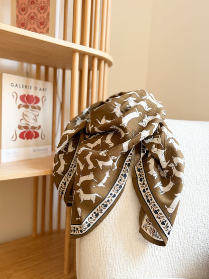 Foulard teckel kaki - 100cm