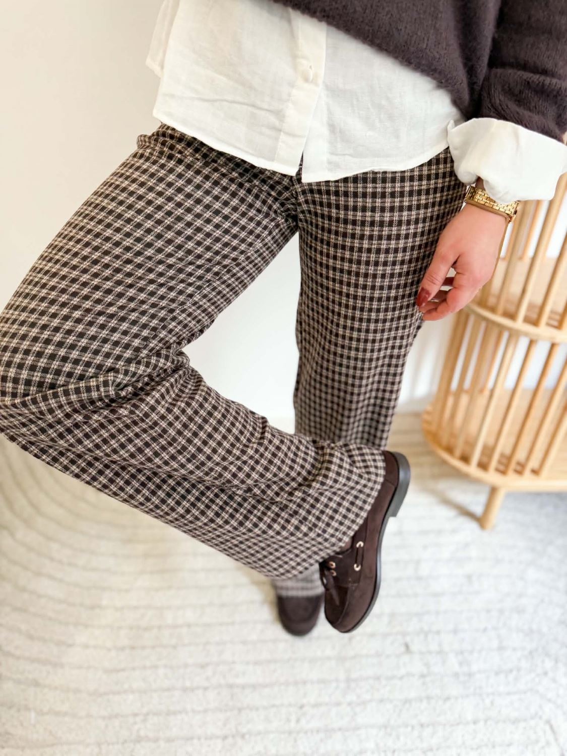 Pantalon à carreaux lainage