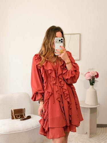 Robe à volants - Vieux rose