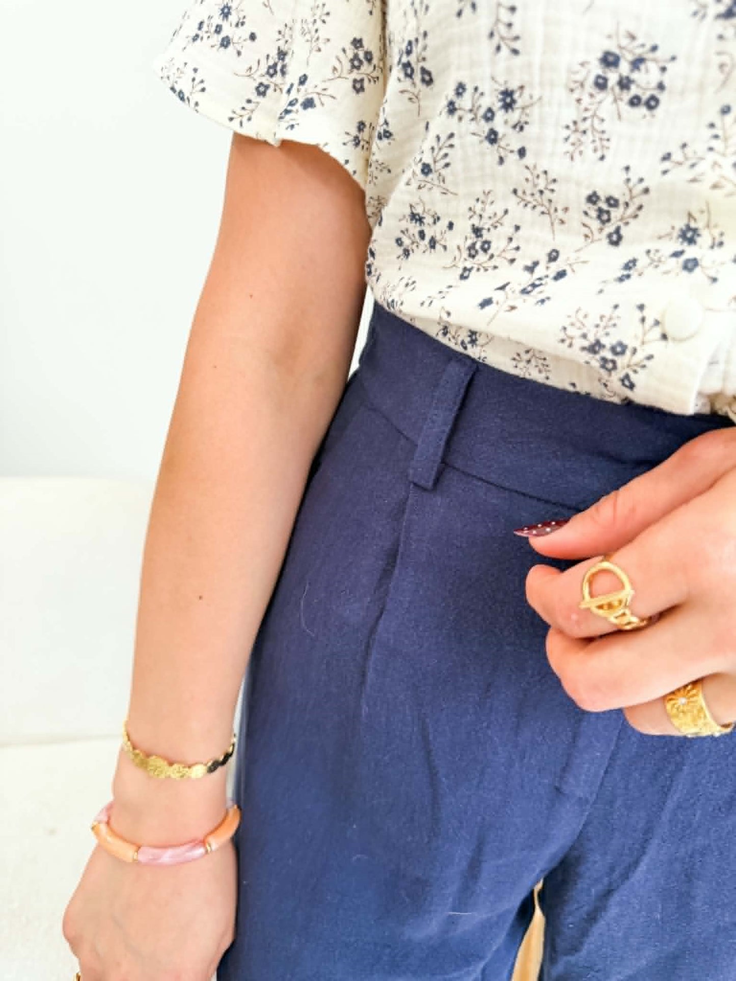 Pantalon lin bleu marine