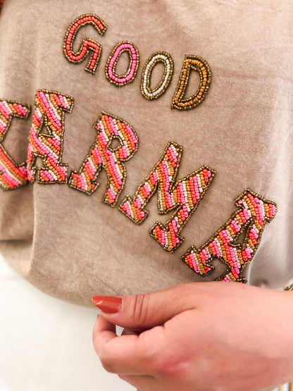 Top beige perles - Good karma