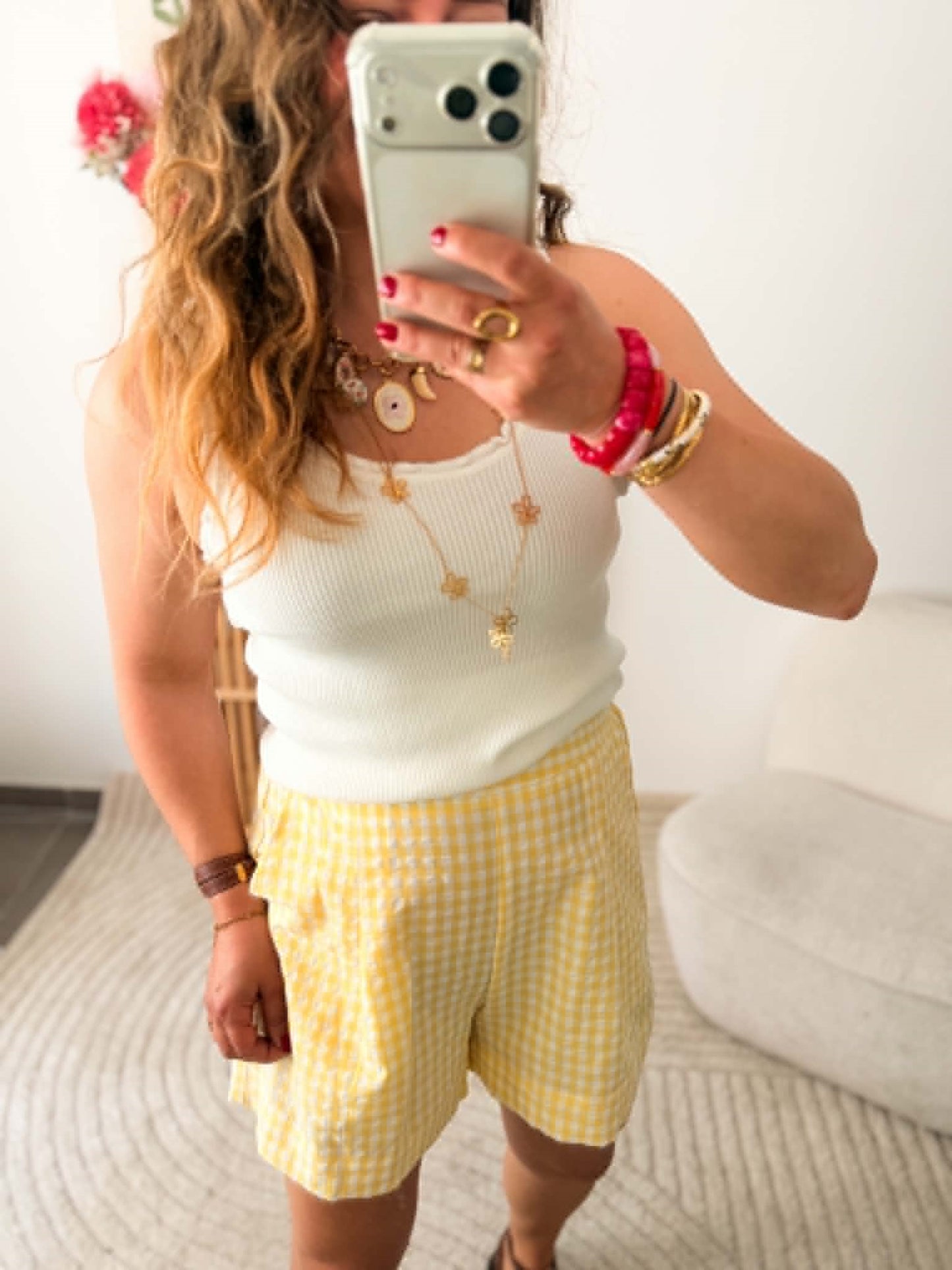Short vichy jaune