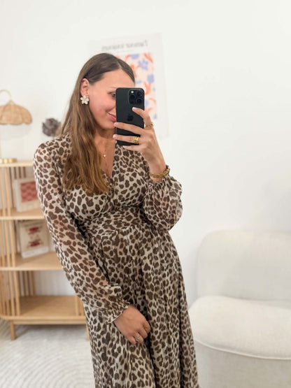 Robe longue fluide léopard