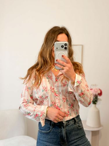 Chemisier rayé rose