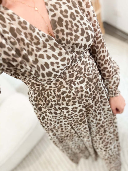 Robe longue fluide léopard