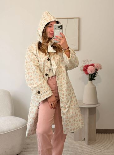 Imper long à fleurs - Capuche reversible