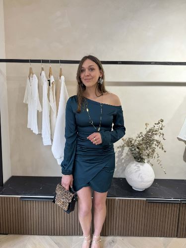 Robe en satin - Vert canard