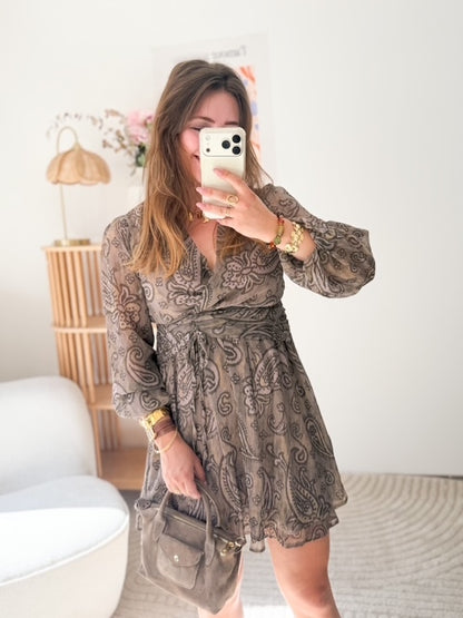Robe imprimée kaki