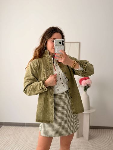 Jupe short - Vichy olive